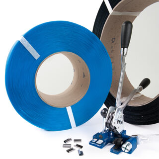 Omsnoeringsband, PP, blauw, 0,55 mm dik, 12 mm x 3.000 m, kern 200 mm-655
