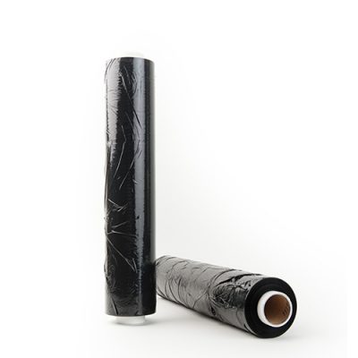Palletwikkelfolie, handrollen, zwart, 20 My, 50 cm x 300 m per rol, 6 rol per doos-0